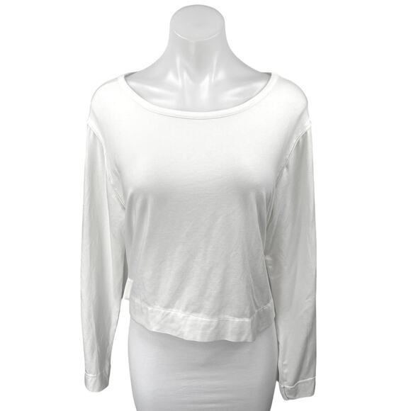 Anthropologie Women's White Long Sleeve Boat Neck Pullover Tee T-Shirt Top Sz M - Picture 1 of 4